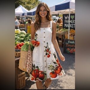 Anthropologie NWT Maeve Button-Front Tomato Midi Dress size S.